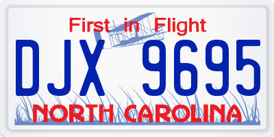 NC license plate DJX9695