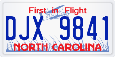 NC license plate DJX9841