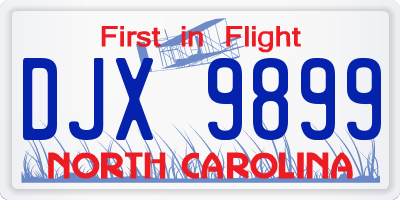 NC license plate DJX9899