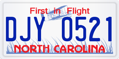 NC license plate DJY0521