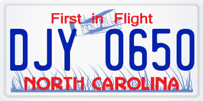 NC license plate DJY0650