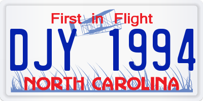 NC license plate DJY1994