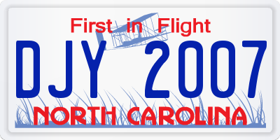 NC license plate DJY2007