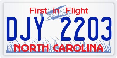 NC license plate DJY2203