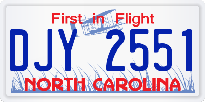 NC license plate DJY2551