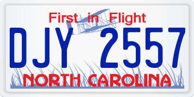 NC license plate DJY2557