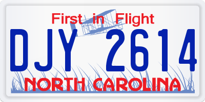 NC license plate DJY2614