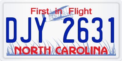 NC license plate DJY2631