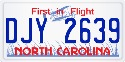 NC license plate DJY2639