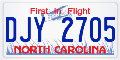 NC license plate DJY2705