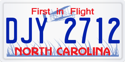 NC license plate DJY2712