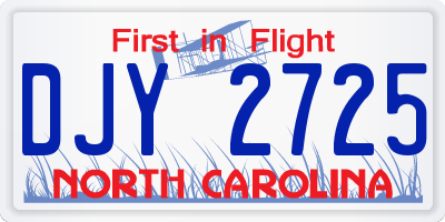 NC license plate DJY2725