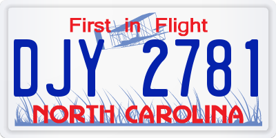 NC license plate DJY2781
