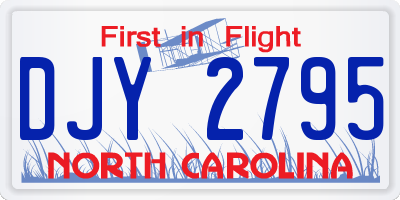 NC license plate DJY2795