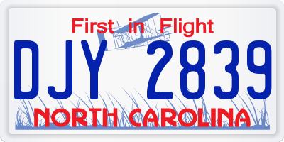 NC license plate DJY2839