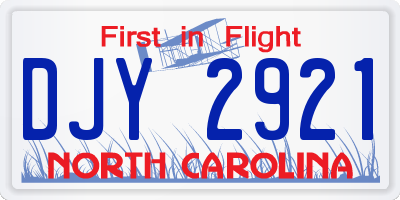 NC license plate DJY2921