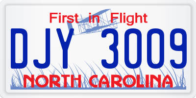NC license plate DJY3009