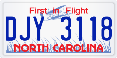 NC license plate DJY3118