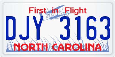 NC license plate DJY3163