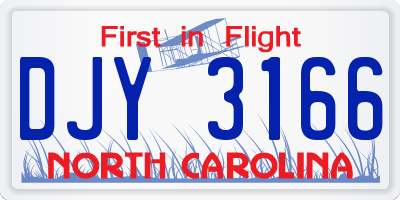 NC license plate DJY3166