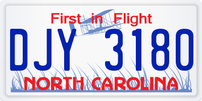NC license plate DJY3180
