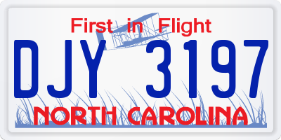 NC license plate DJY3197