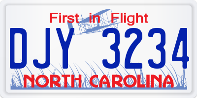 NC license plate DJY3234