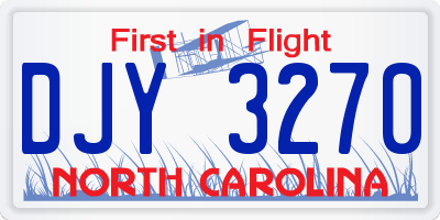 NC license plate DJY3270