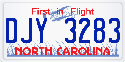 NC license plate DJY3283