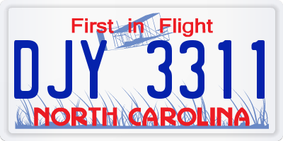 NC license plate DJY3311