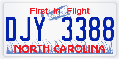 NC license plate DJY3388