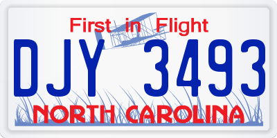 NC license plate DJY3493