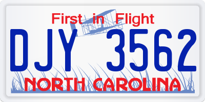 NC license plate DJY3562