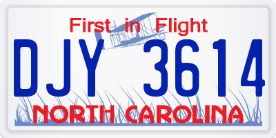 NC license plate DJY3614
