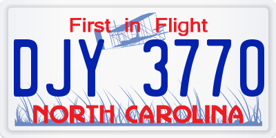 NC license plate DJY3770