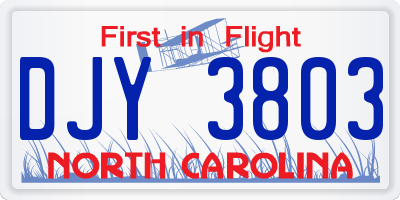 NC license plate DJY3803