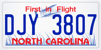 NC license plate DJY3807