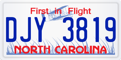 NC license plate DJY3819