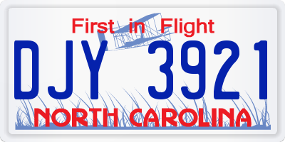NC license plate DJY3921