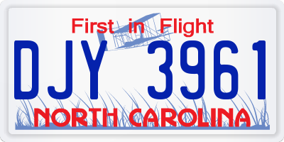 NC license plate DJY3961