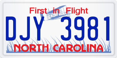 NC license plate DJY3981