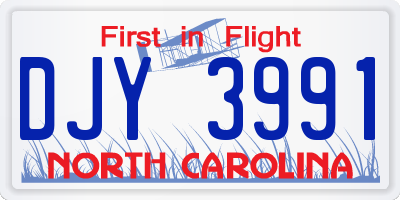 NC license plate DJY3991
