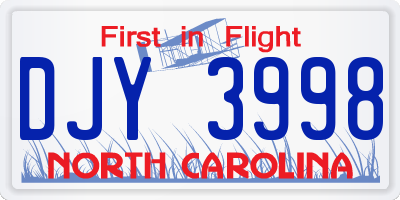 NC license plate DJY3998