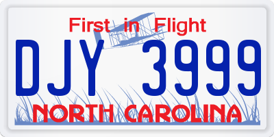 NC license plate DJY3999