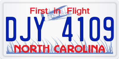 NC license plate DJY4109