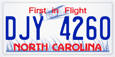 NC license plate DJY4260