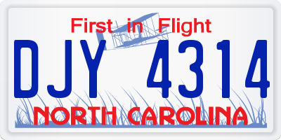 NC license plate DJY4314