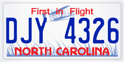 NC license plate DJY4326