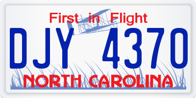 NC license plate DJY4370