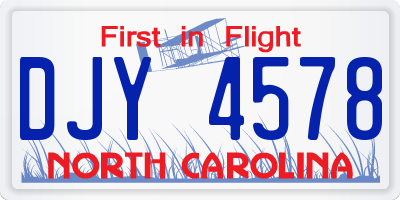 NC license plate DJY4578